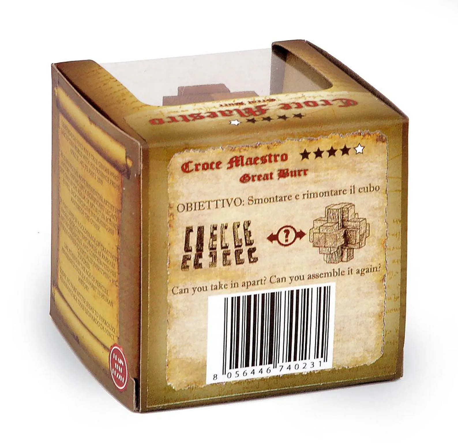 Master Cross - 3D Brain Teaser in Fine Wood - Difficulty 4/6 Extreme - Leonardo da Vinci Collection - Image 4