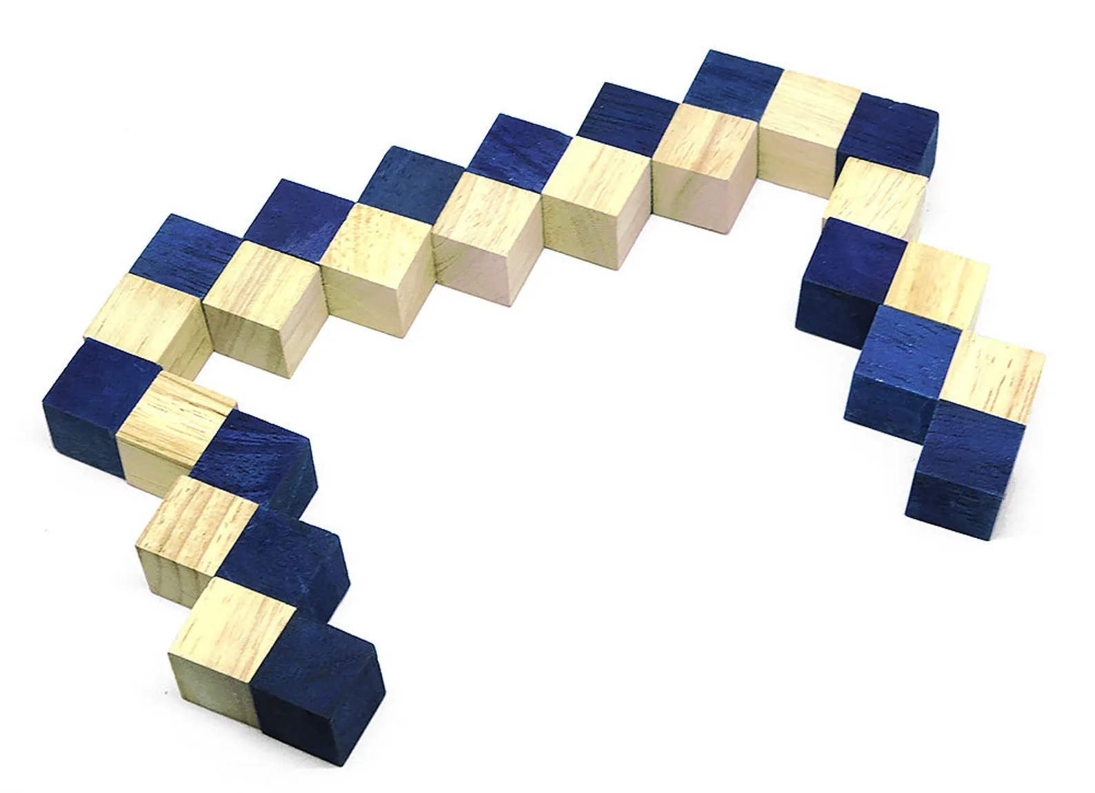 Blue Snake Cube - 3D Wooden Brain Teaser - Difficulty 4/6 Extreme - Leonardo da Vinci Collection - Image 2