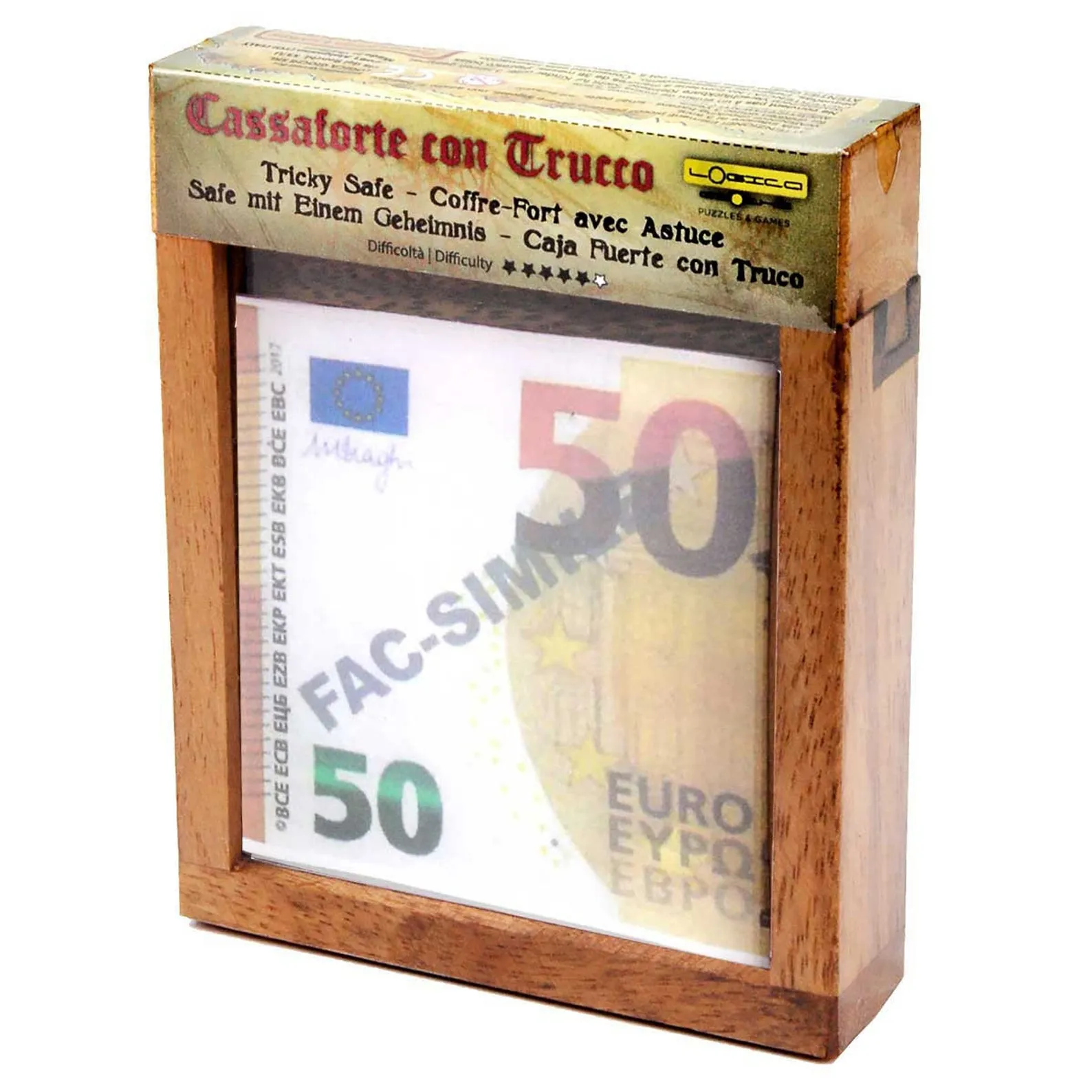 Tricky Safe M - Wooden Brain Teaser - Secret Safe - Difficulty 5/6 Incredible - Leonardo da Vinci Collection - Image 2