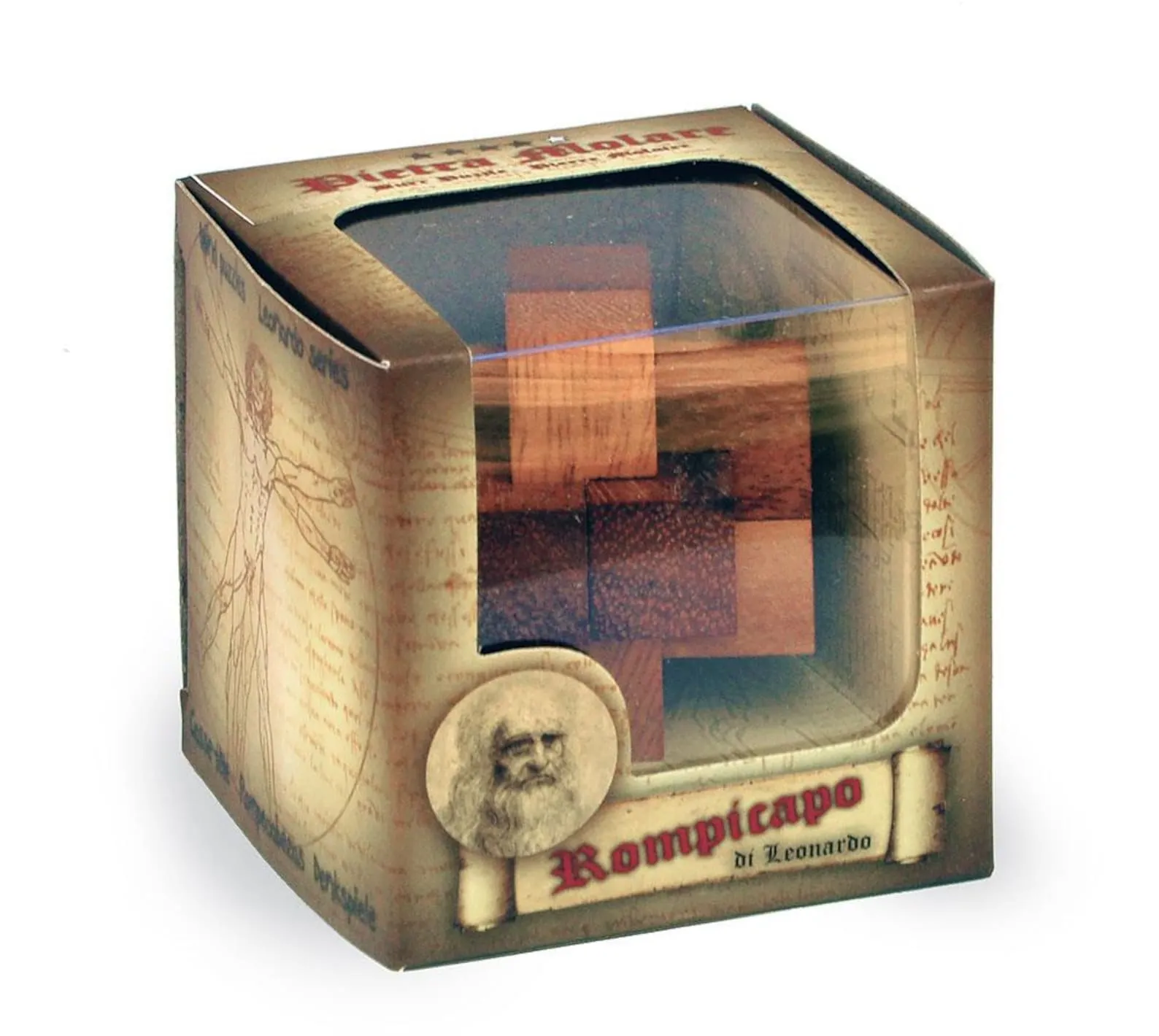 Burr Puzzle - 3D Wooden Brain Teaser - Difficulty 4/6 Extreme - Leonardo da Vinci Collection - Image 3