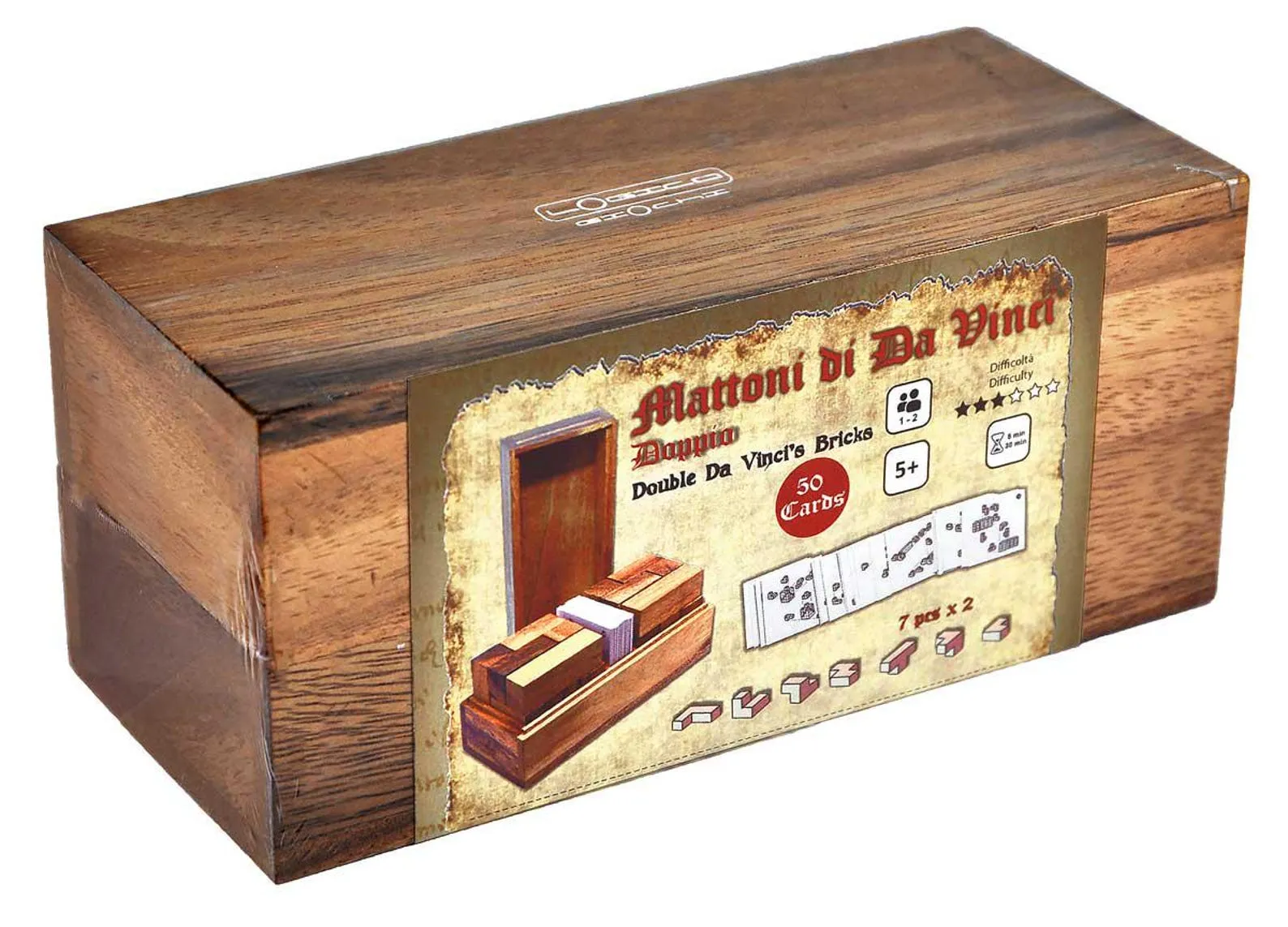 Da Vinci Bricks M, S and double - 3D Wooden Brain Teaser - Difficulty HARD 3/6 + EXTREME 4/6 - Leonardo da Vinci Collection - Image 4