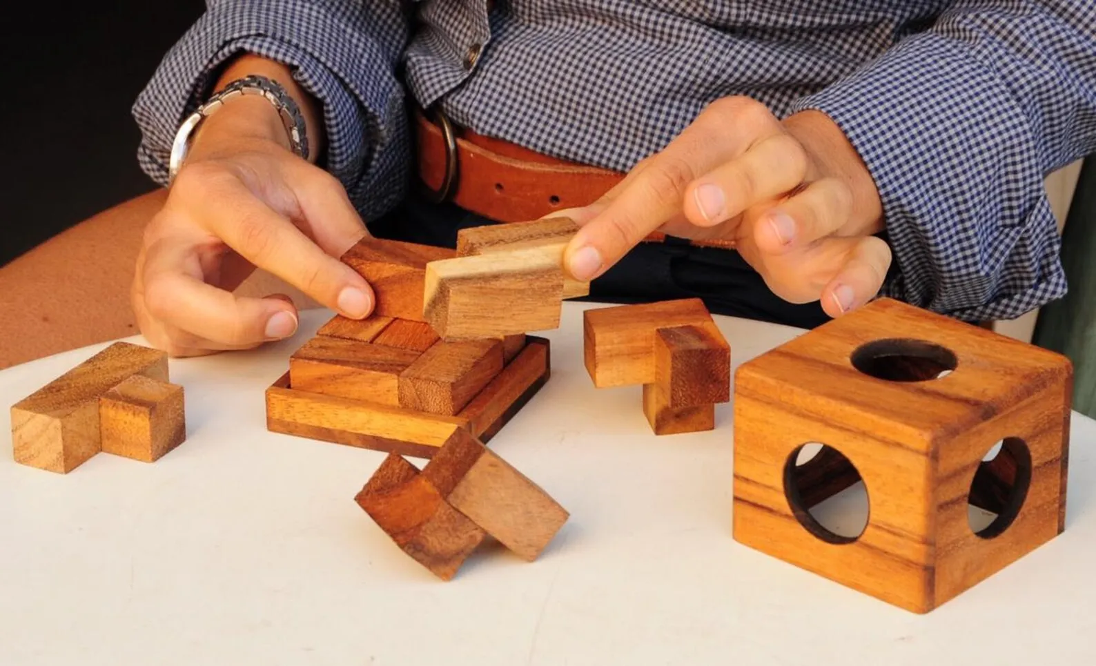 Da Vinci Bricks M, S and double - 3D Wooden Brain Teaser - Difficulty HARD 3/6 + EXTREME 4/6 - Leonardo da Vinci Collection - Image 6