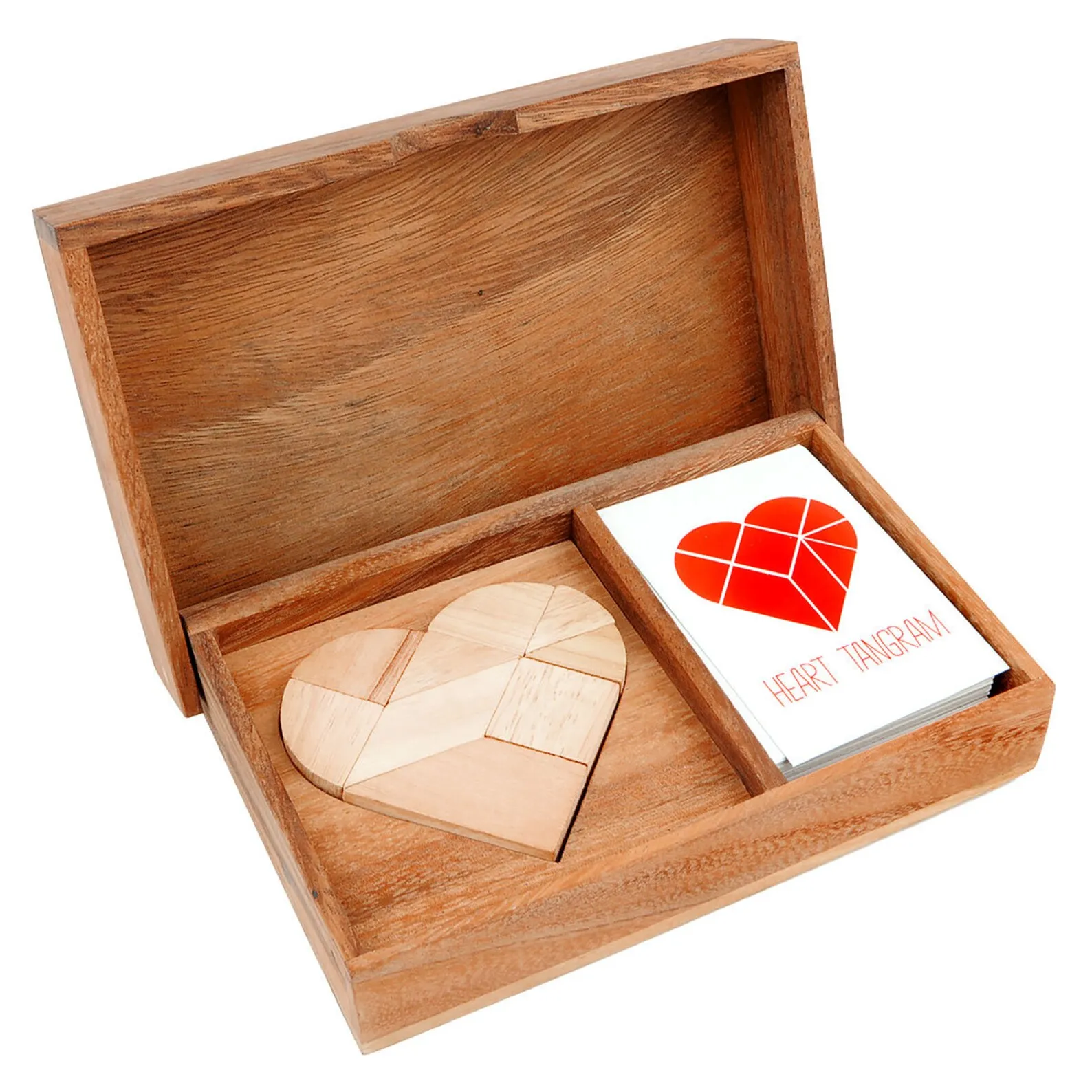Double Heart Tangram - 42 Puzzles in 1 - Wooden Puzzle for 1 or 2 players - Math puzzle - Educational Game