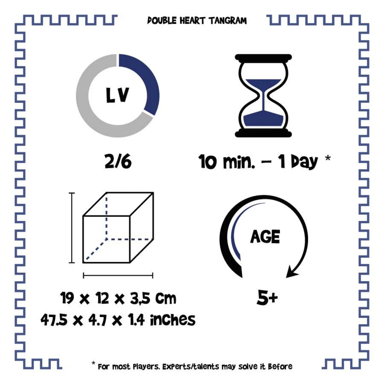 Double Heart Tangram - 42 Puzzles in 1 - Wooden Puzzle for 1 or 2 players - Math puzzle - Educational Game - Image 6