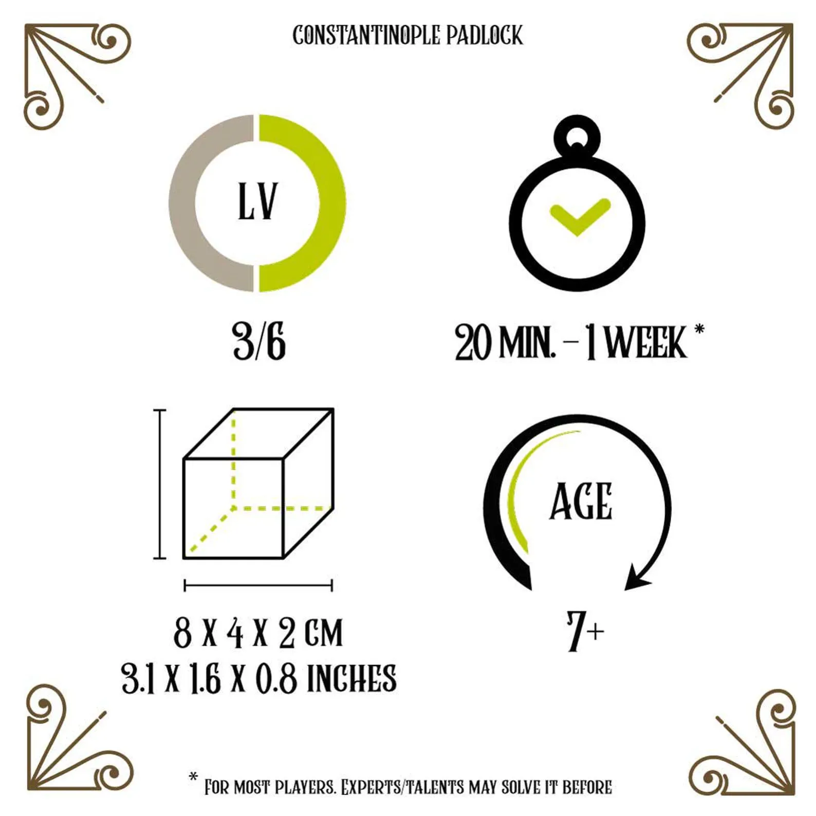 Costantinople Padlock - Secret Padlock in Metal - Difficulty 3/6 Hard - Travelers Collection - Image 5