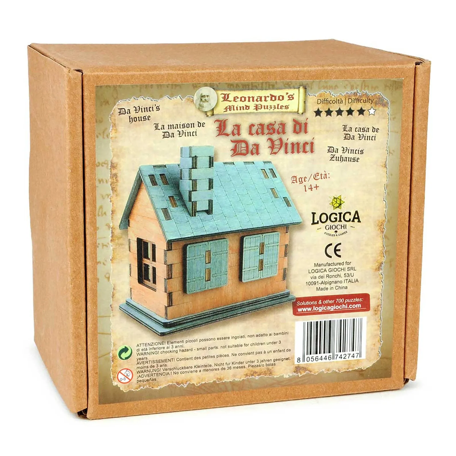 Da Vinci House - Secret Box - Wooden Brain Teaser - Difficulty 4/6 Extreme - Leonardo da Vinci Collection - Image 4