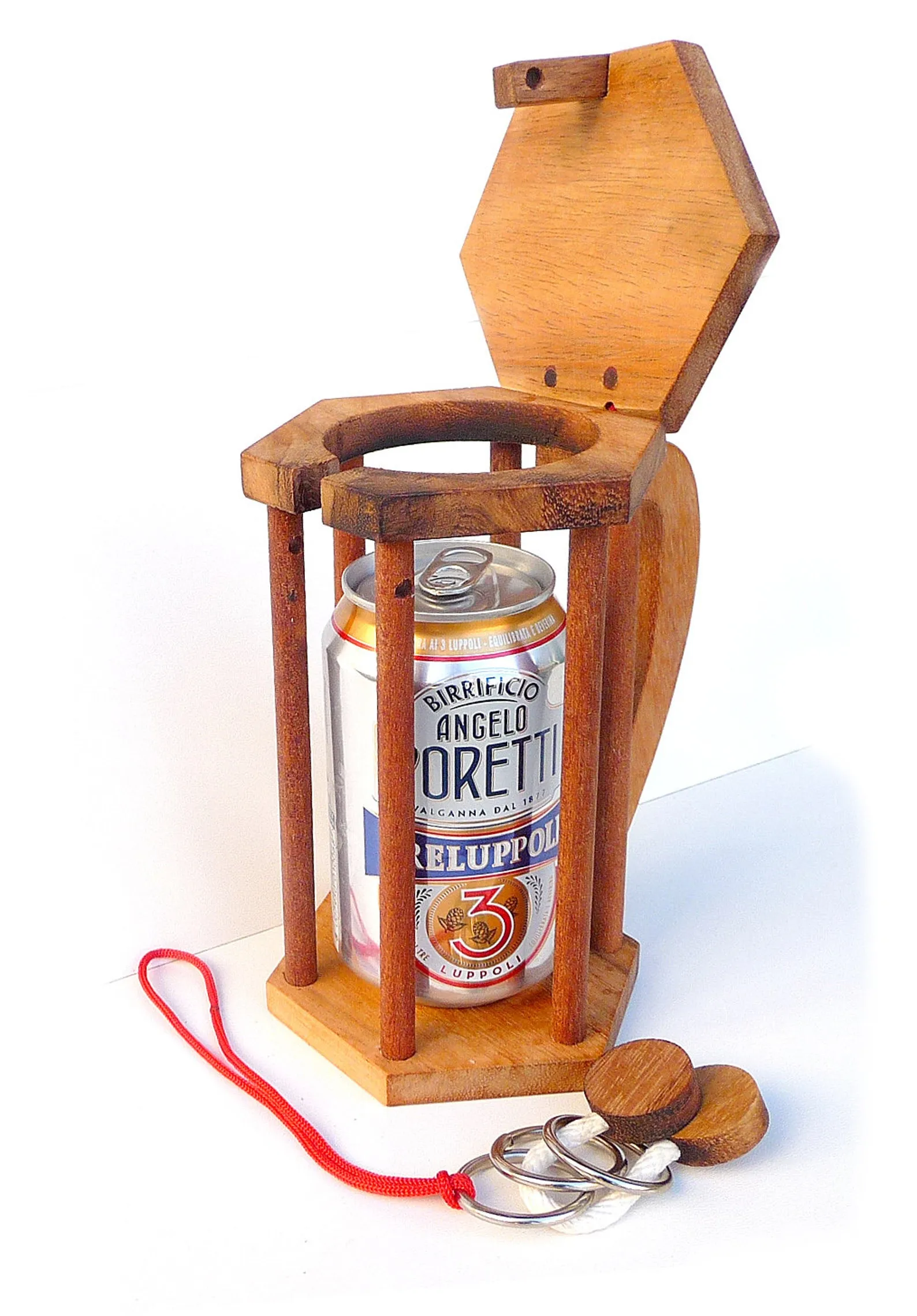 Not For Alcoholics Beer - Bottle Holder Brainteaser in Fine Wood - Difficult 4/6 Extreme - Leonardo da Vinci Collection - Image 2