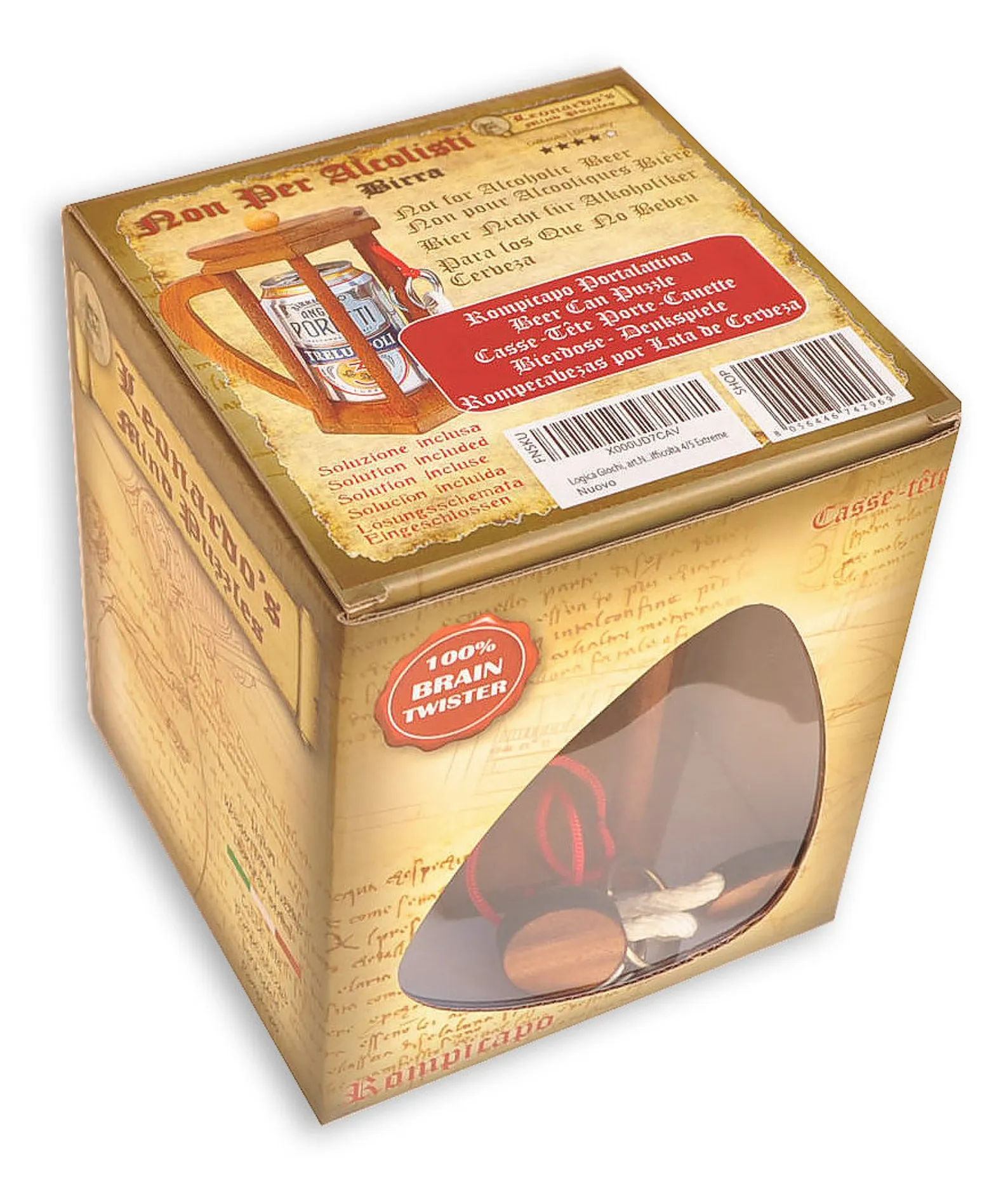 Not For Alcoholics Beer - Bottle Holder Brainteaser in Fine Wood - Difficult 4/6 Extreme - Leonardo da Vinci Collection - Image 5