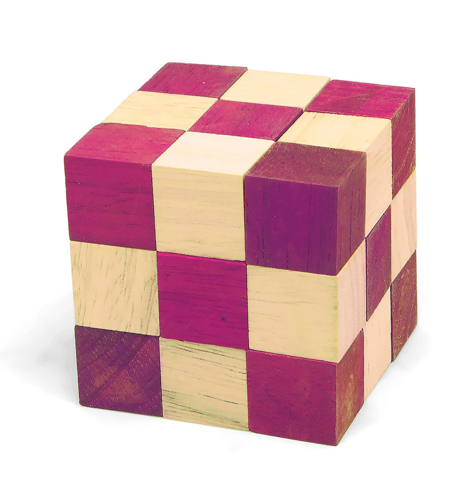 Red Snake Cube - 3D Wooden Brain Teaser - Difficulty 4/6 Extreme - Leonardo da Vinci Collection